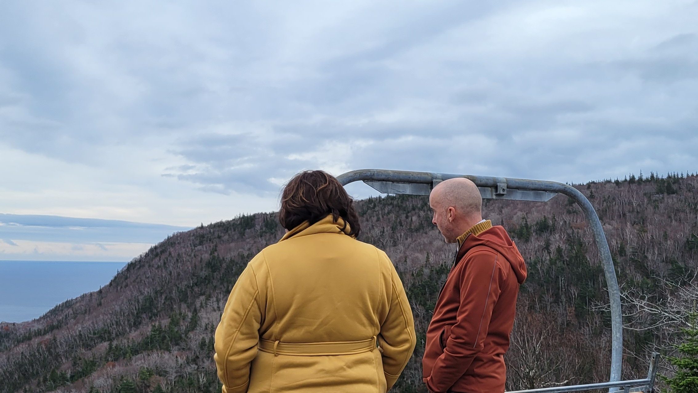 Minister of Economic Development on top of Ski Cape Smokey